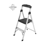 2-Step Aluminum Step Stool Ladder, 250 lbs. Type I Duty Rating (8ft. Reach Height)