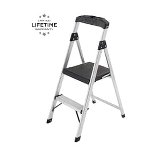 2-Step Aluminum Step Stool Ladder, 250 lbs. Type I Duty Rating (8ft. Reach Height)