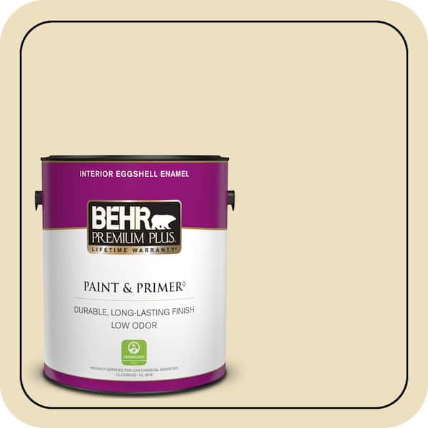 BEHR PREMIUM PLUS 1 gal. Home Decorators Collection #HDC-NT-17 New Cream Eggshell Enamel Low Odor Interior Paint & Primer