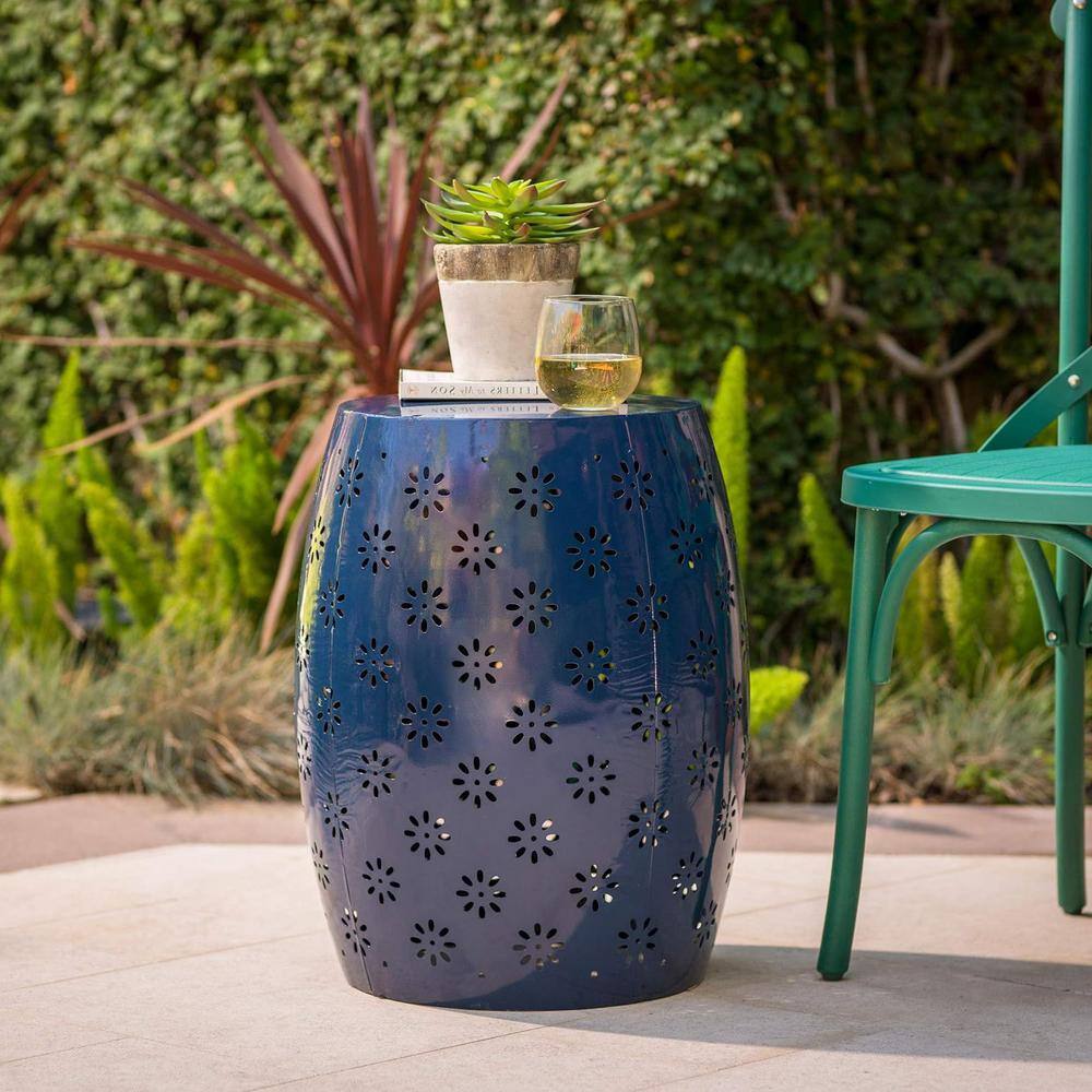 Dark Blue Metal Outdoor Side Table