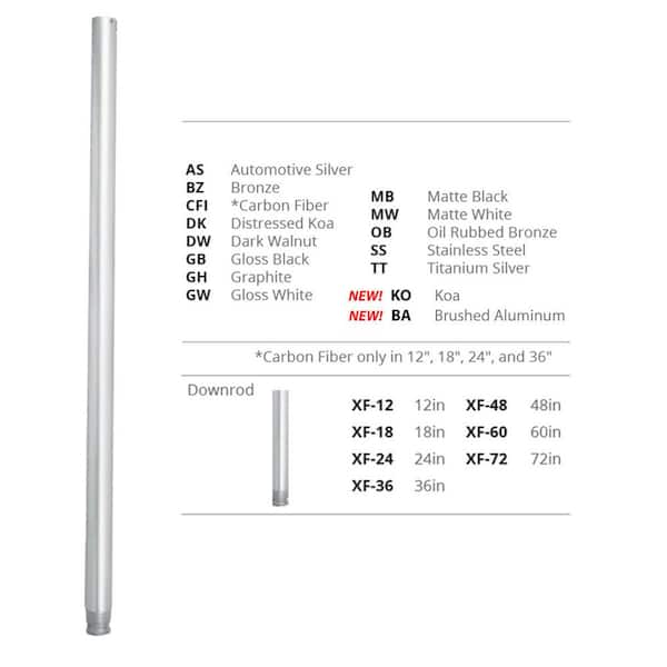 36 in. Matte White Ceiling Fan Extension Downrod for Modern Forms or WAC Lighting Fans 36 in. Matte White Ceiling Fan Extension Downrod for Modern Forms or WAC Lighting Fans