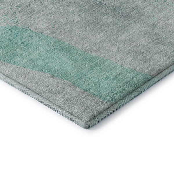 Mayfield Premium Machine Washable Abstract AMF1986 Teal 10 ft. x 14 ft. Area Rug