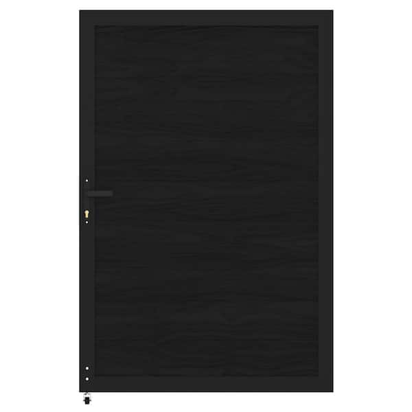 New Version Privacy 4 ft. W x 6 ft. H Aluminum Frame Fence Gate Black Composite Panel with Security Lock System
