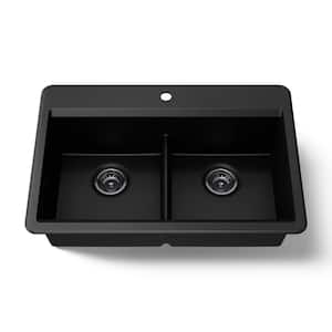 KOHLER Lassen 33 in. Drop-in Double Bowl Granite Composite Kitchen