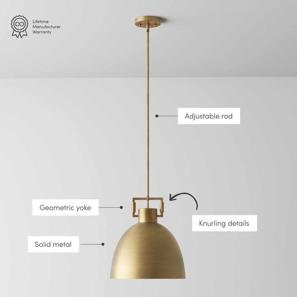 Leigh 48" Antiqued Brass Dome Pendant Light with Adjustable Cord