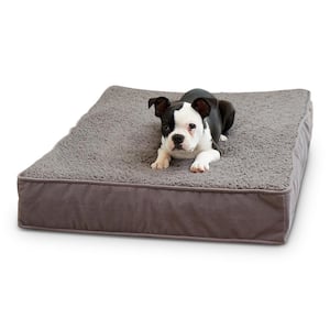 Oscar Small Gray Sherpa Orthopedic Dog Bed