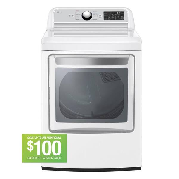 LG 7.3 cu. ft. Vented SMART Gas Dryer in White with EasyLoad Door and Sensor Dry Technology