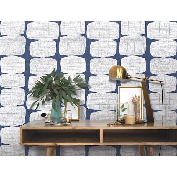 30.75 sq. ft. Mid-Century Beads Blue Peel and Stick Wallpaper