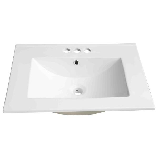 ANZZI Mosset series 24-in Black Single Sink Bathroom Vanity with White Ceramic Top (Mirror Included)