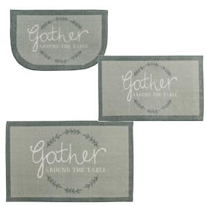 Gather Table Grey 2 ft. 6 in. x 4 ft. 2 in. Kitchen Mat 3-Piece Set