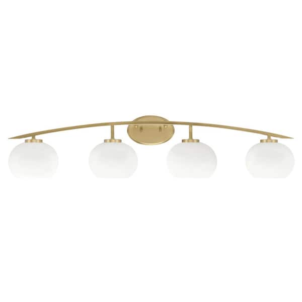 Unbranded Siena 40 in. 4-Light Vanity Light New Age Brass with White Muslin Glass Shades