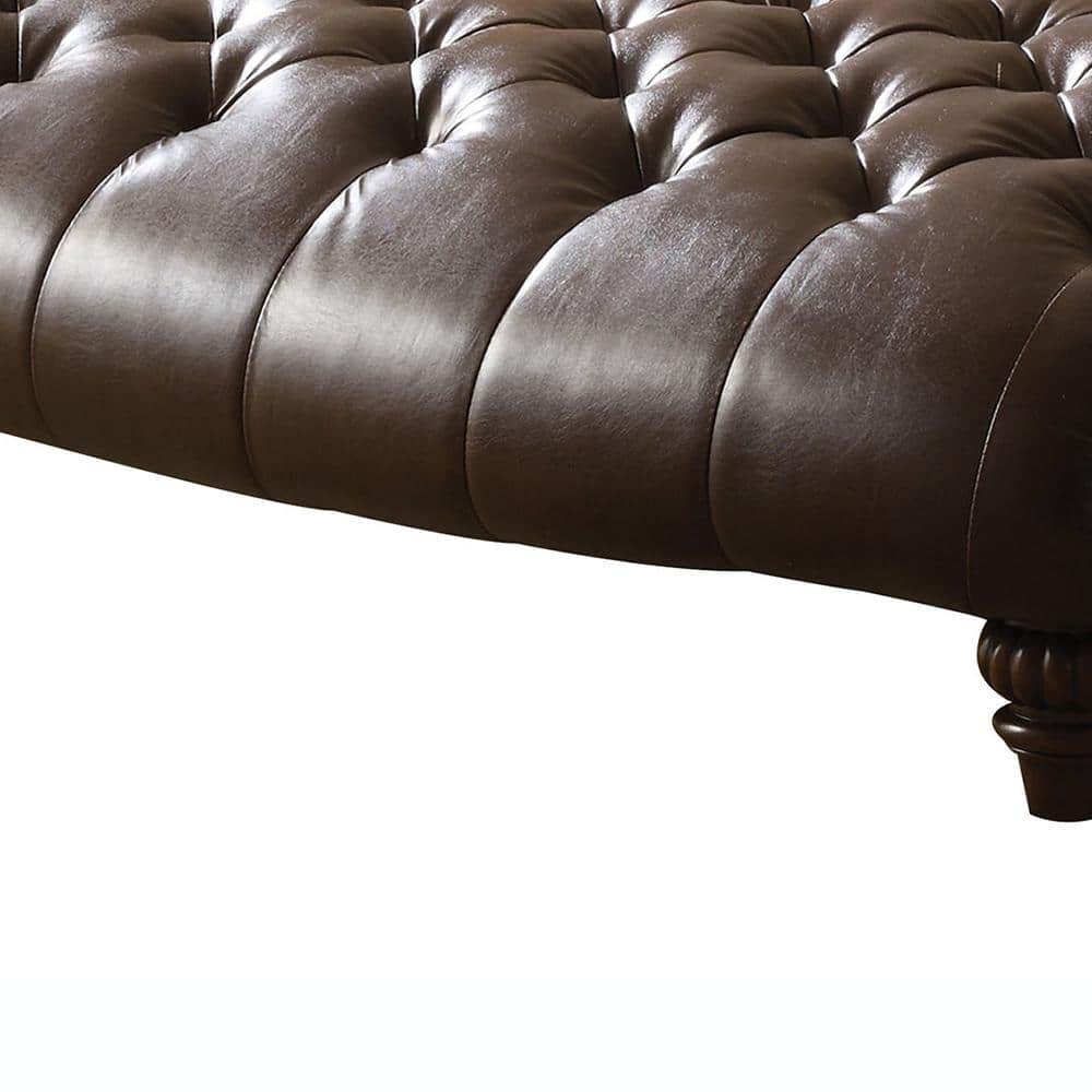 Anondale Classic Elegance Button-Tufted Chaise in 2-Tone Brown