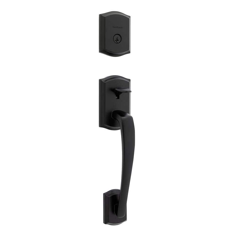 Prescott Matte Black Keyed Entry Single Cylinder Door Handleset with Interior Sedona Handle Featuring SmartKey Security price history on PriceWatchPro