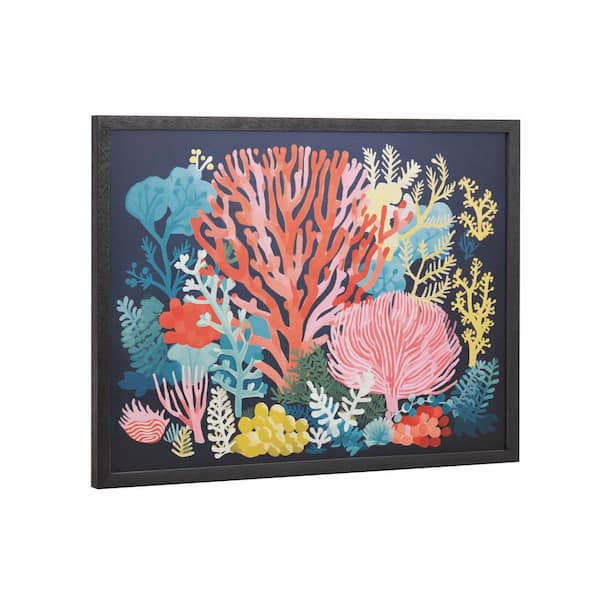 Gallery Bright Coral Underwater Ocean by the Creative Bunch Studio Black Framed Art Print 16 in. x 12 in.