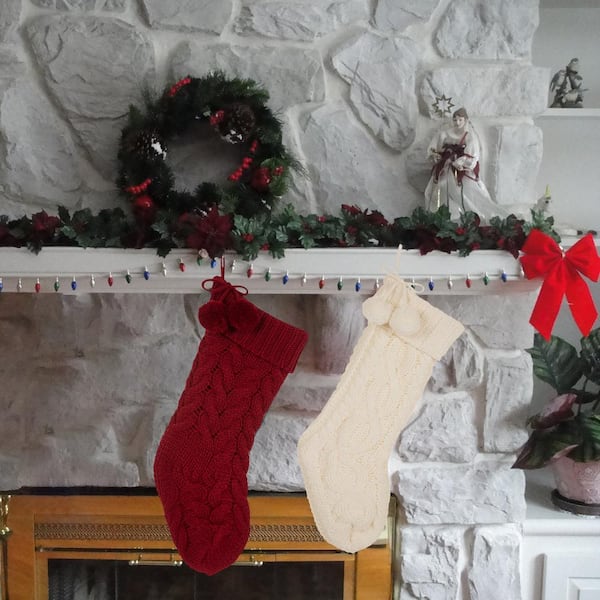 Lot of 2 Christmas Stocking Red & White With Decorating Kit