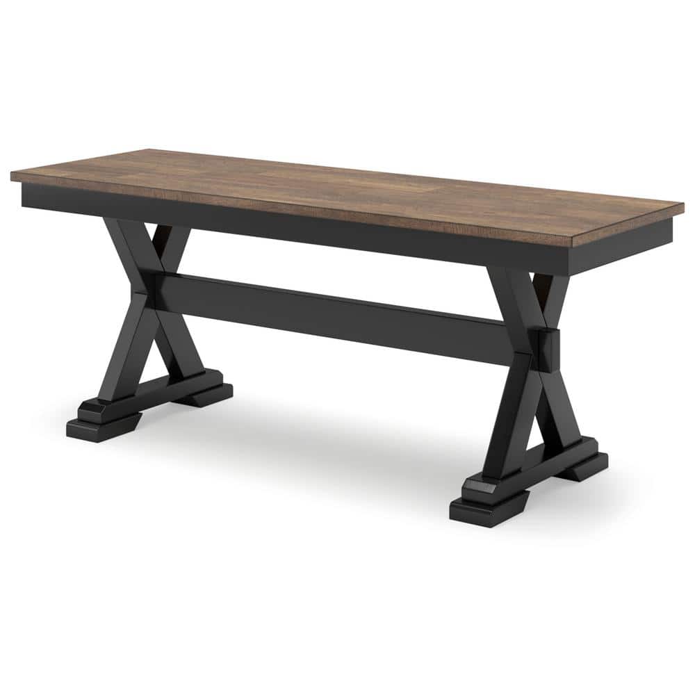 Wildenauer 48" Black and Brown Wood Dining Bench