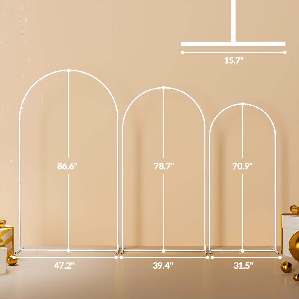White Metal Wedding Arch Backdrop Stand Set of 3