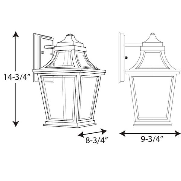 Endorse LED Collection 1-Light Textured Black Clear Glass New Traditional Outdoor Medium Wall Lantern Light