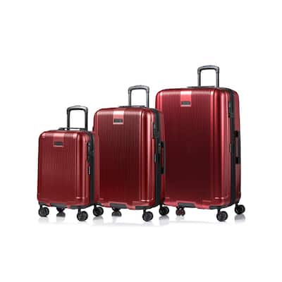 CHAMPS Marquis 28 in.,24 in., 20 in. Red Hardside Luggage Set with Spinner Wheels and USB Charging Port (3-Piece)