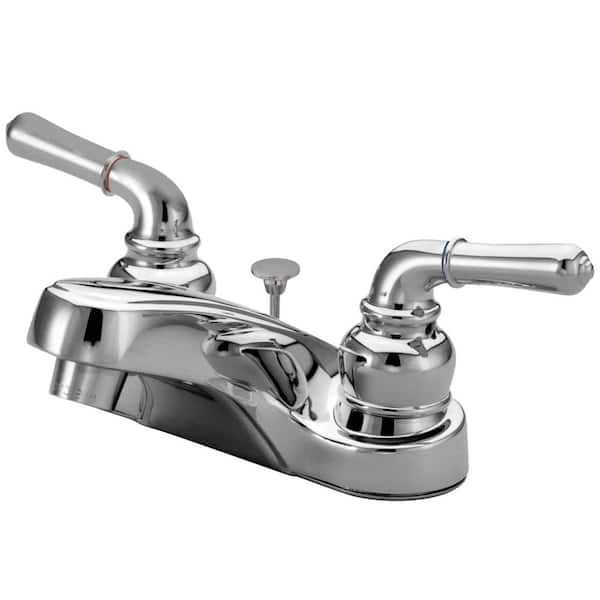 Kingston Brass Magellan 4 in. Centerset 2-Handle Bathroom Faucet with Brass Pop-Up in Polished Chrome