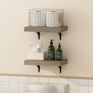 Tanna 1.65 in. Tall Natural Wood Wall Mounted Bookcase (Set of 2)