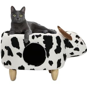 Black and White Cow Animal Shape Ottoman