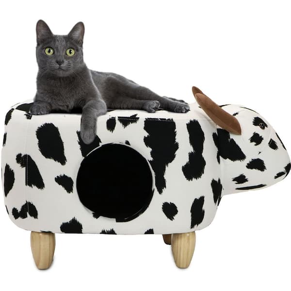 Critter Sitters Black and White Cow Animal Shape Ottoman
