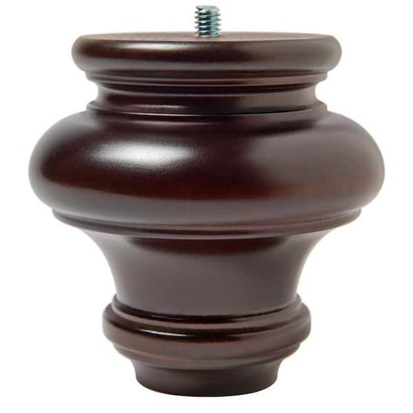 Alexandria Moulding 4 in. Hardwood Red Mahogany Turned Bun Foot