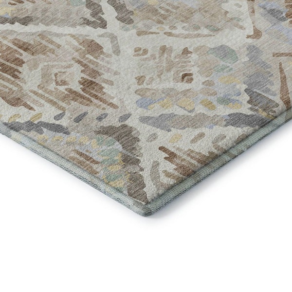 Mayfield Premium Machine Washable Abstract AMF1326 Ivory 2 ft. 3 in. x 7 ft. 6 in. Runner Rug