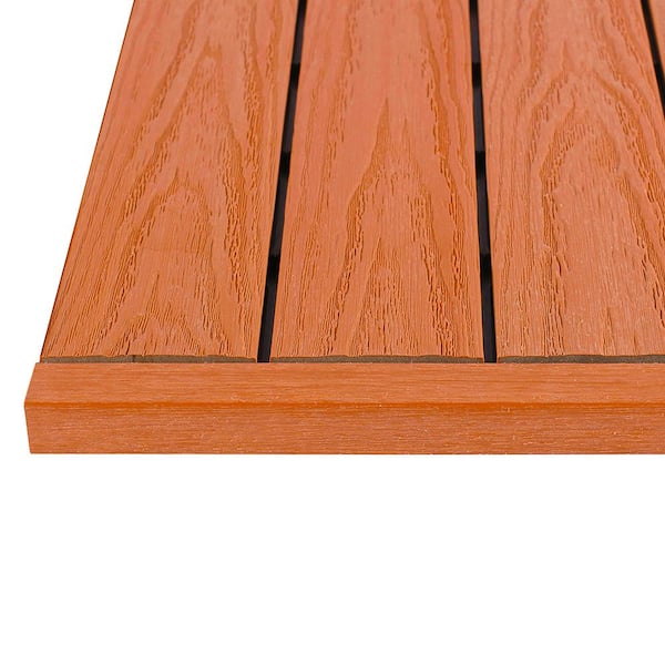 NewTechWood 1/12 ft. x 1 ft. Quick Deck Composite Deck Tile Straight Trim in Madrid Red (4-Pieces/Box)