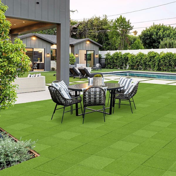 domi outdoor living Grass Plastic Deck Tiles, 12.22 in. x 12.22 in.  9-Pack