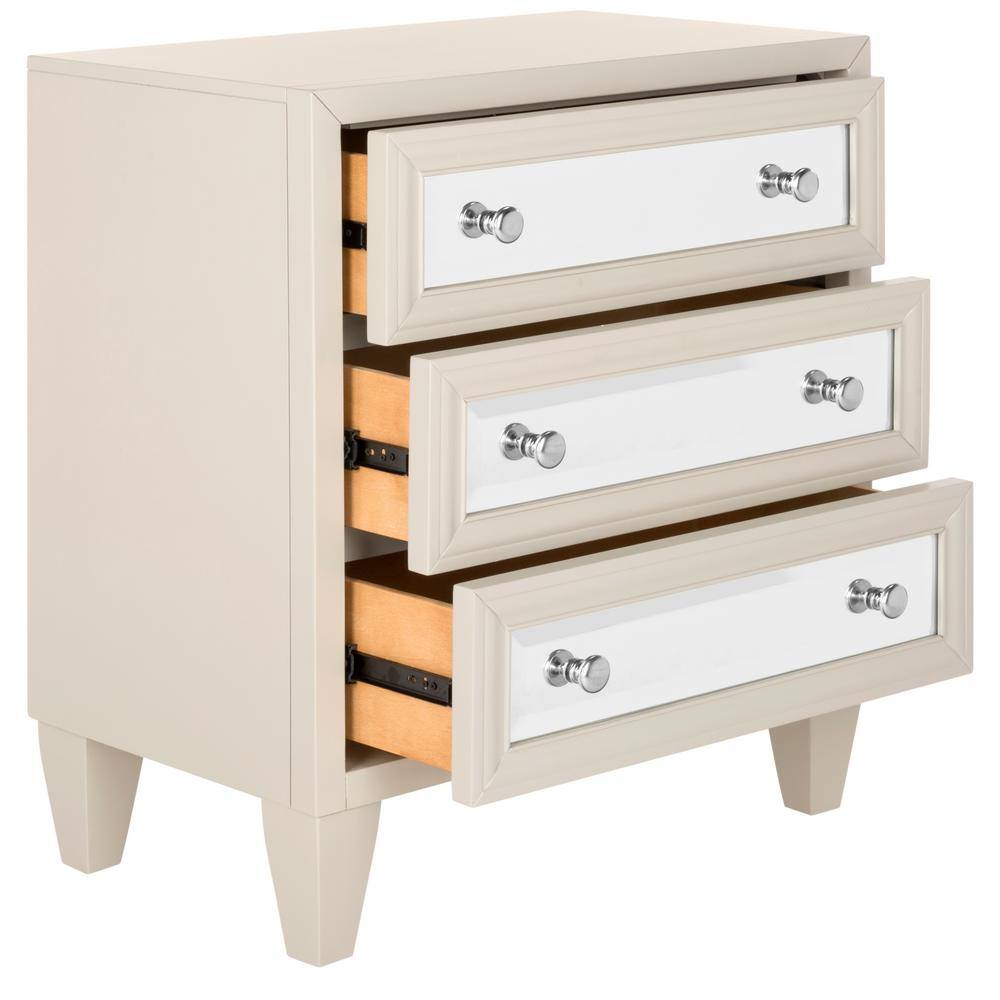 Gray Mirrored 3-Drawer Transitional Chest