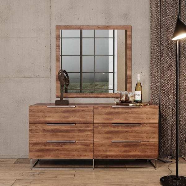 Nova Domus Lorenzo Walnut Light Oak 6 Drawer 61 in. Wide Dresser