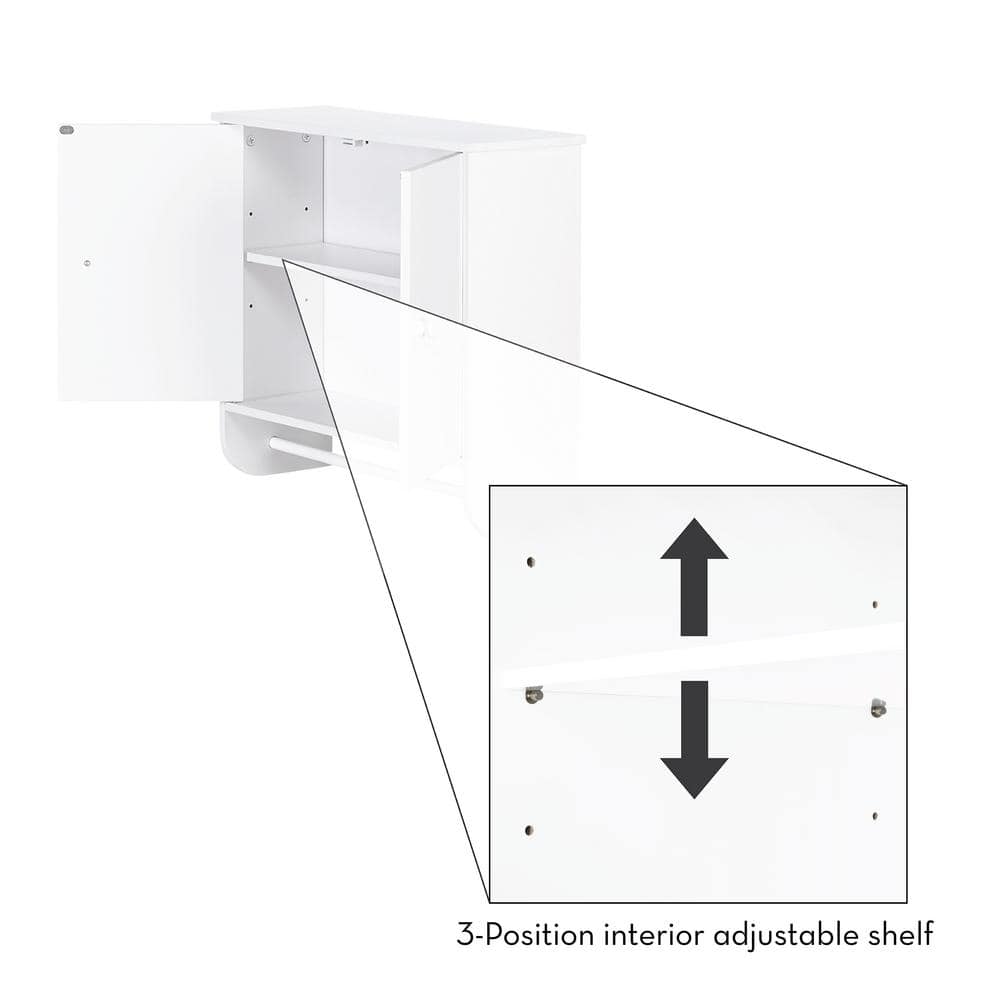 White Two-Door Wall Mounted Medicine Cabinet with Towel Bar