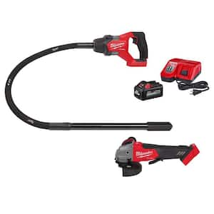 M18 FUEL 18V Lithium-Ion Brushless Cordless 4 ft. Concrete Pencil Vibrator Kit with 6.0 Ah Battery & M18 FUEL Grinder