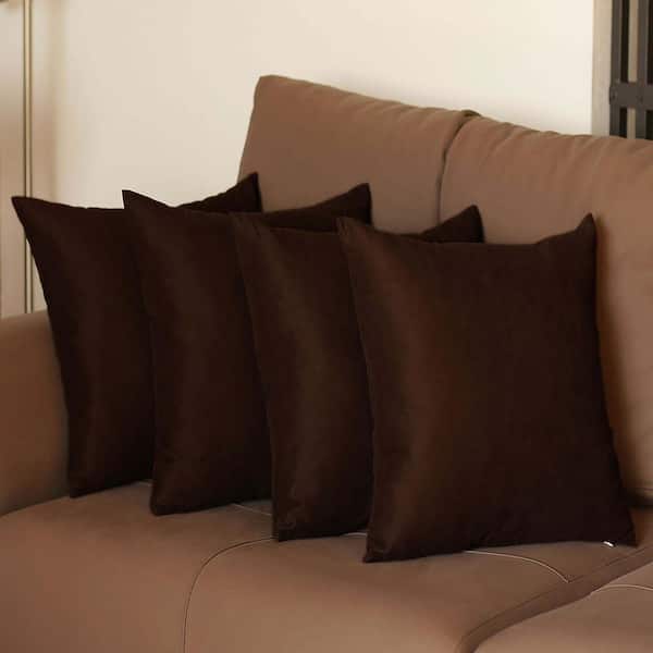 MIKE & Co. NEW YORK Honey Decorative Throw Pillow Cover Solid Color 22 in. x 22 in. Brown Square Pillowcase Set of 4