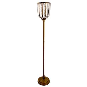 Cillian 70 in. Antique Brass Torchiere Floor Lamp with Dome Shade