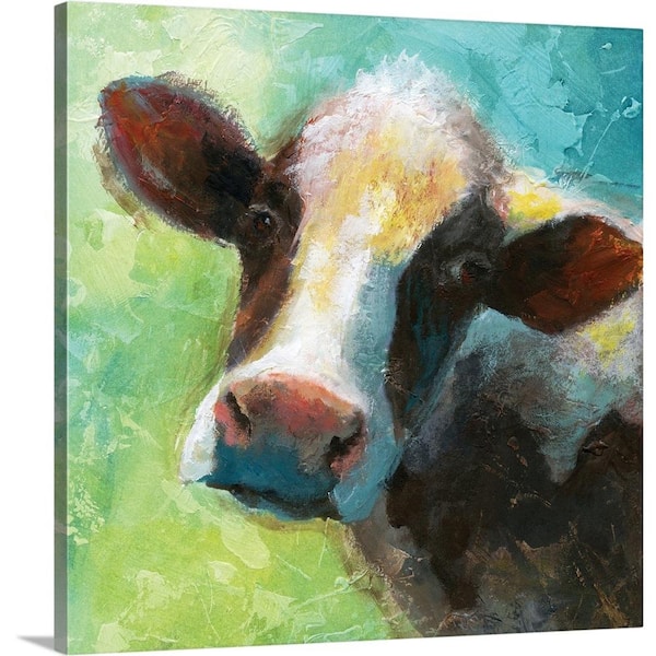 Greatbigcanvas "Colorful Quirky Cow" By Nan F Canvas Wall Art-2476402_24_36X36 - The Home Depot