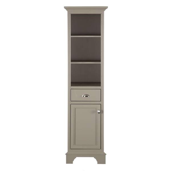 Home Decorators Collection Hayward 18 in. W x 14 in. D x 67-1/2 in. H Bathroom Linen Storage Floor Cabinet in Warm Grey