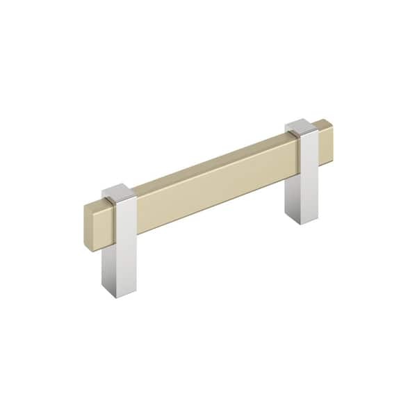 Mulino 3-3/4 in. (96 mm) Center-to-Center Modern Golden Champagne/Polished Chrome Bar Cabinet Pull