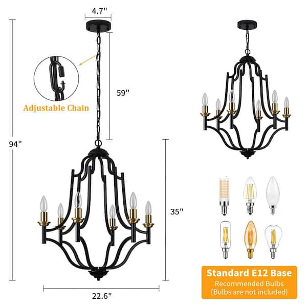 ZSMIHDOH 6-Light Black and Gold Geometric Modern Candelabra