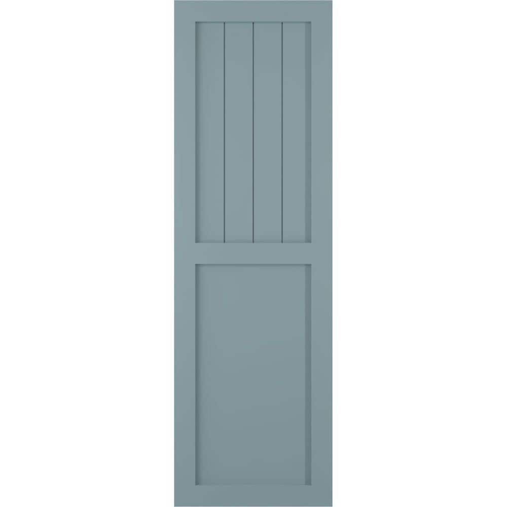 12 in. x 56 in. True Fit PVC Farmhouse/Flat Panel Combination Fixed Mount Board & Batten Shutters Pair in Peaceful Blue price history on PriceWatchPro