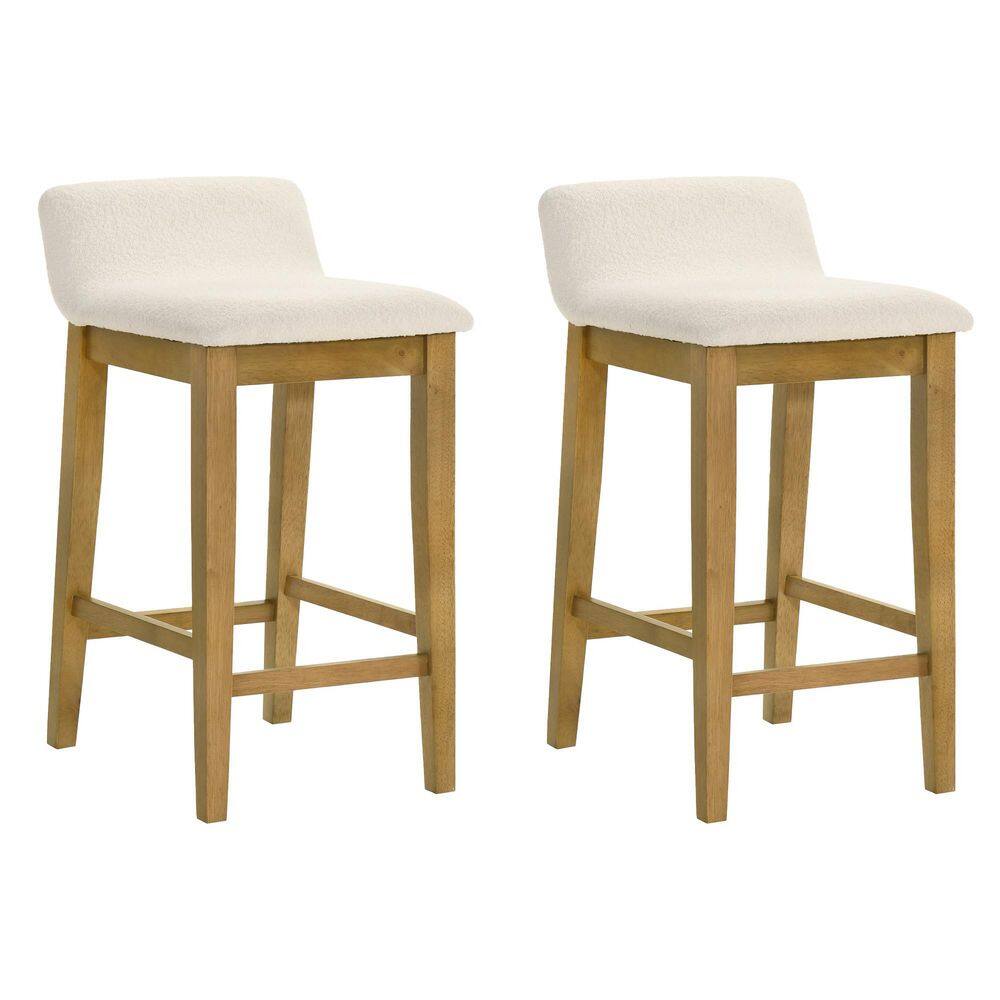 Annikah 31.5 in. H Counter Height White / Amber Glow Low Back Wood Bar Stool with Fabric Seat Set of 2 price history on PriceWatchPro