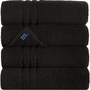 4-Piece Black Turkish Cotton Bath Towels