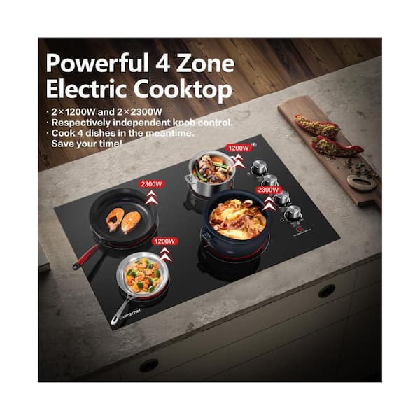 amzchef 30 in. Built-in 4 Elements Smooth Top Electric Cooktop in
