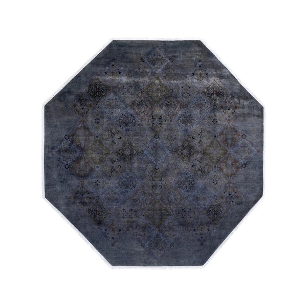 Solo Rugs One-of-a-Kind Contemporary Gray 9 ft. x 9 ft. Hand Knotted Overdyed Area Rug