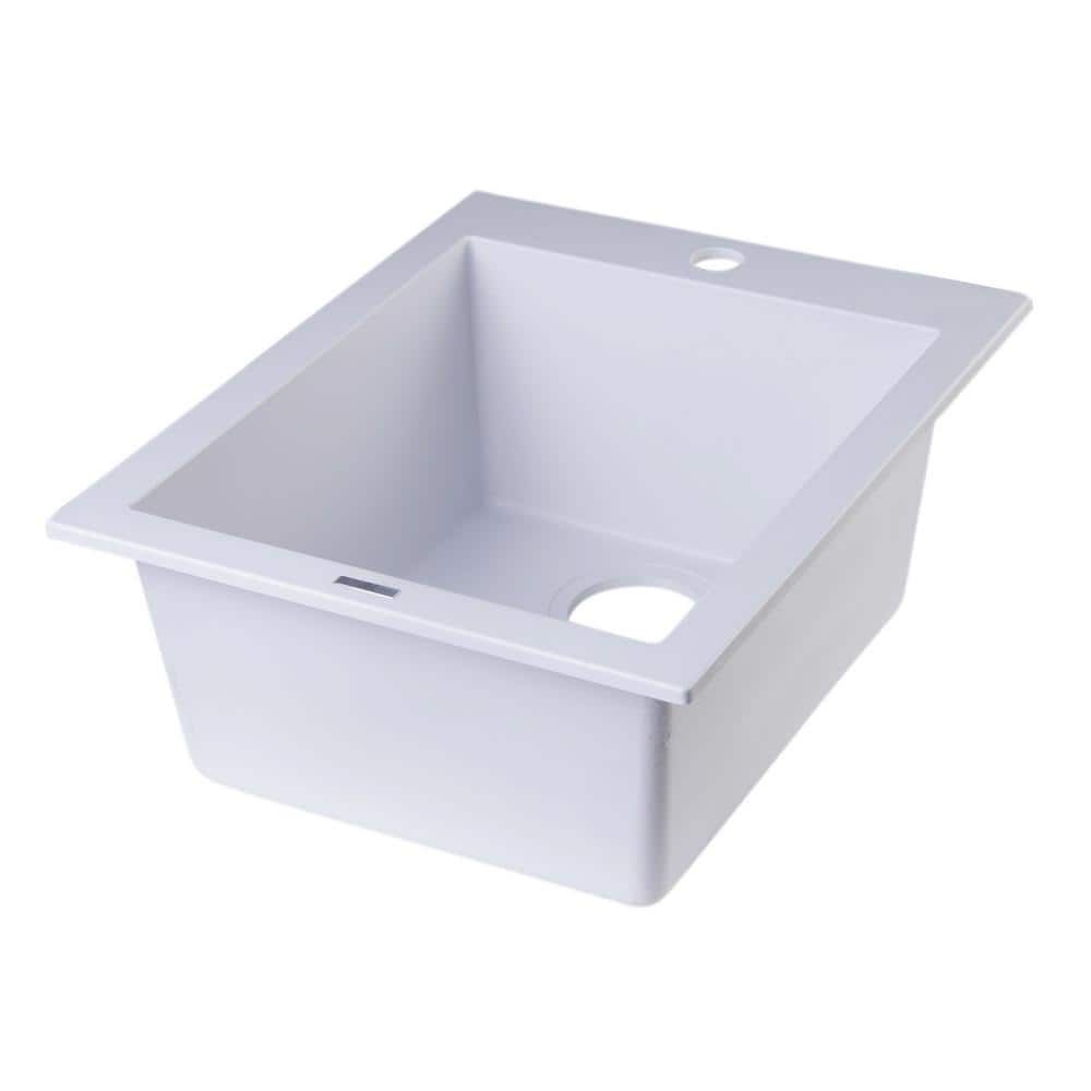 19.88'' White Granite Single Bowl Drop-In Kitchen Sink