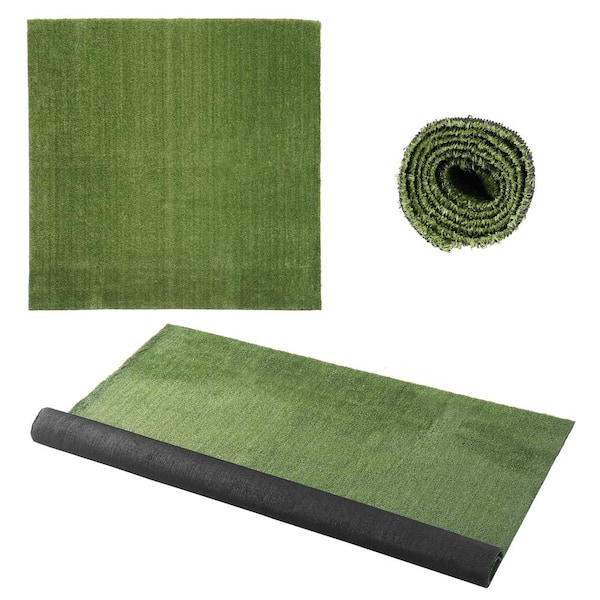 FUFU&GAGA 6.5 ft. x 6.5 ft. Green Artificial Grass Sod Rug Outdoor Garden Turf