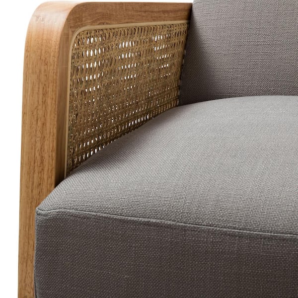 JAYDEN CREATION Delphine Modern Pewter Accent Chair with Rattan