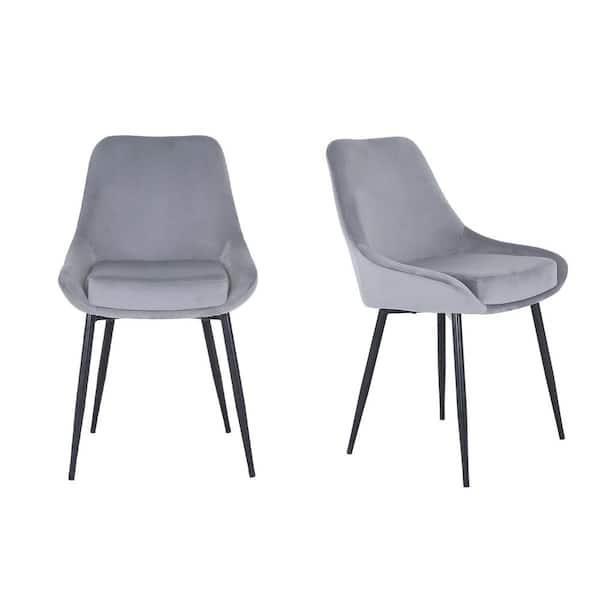 Tatahance Gray Upholstered Side Chairs with Metal Leg (Set of 2)